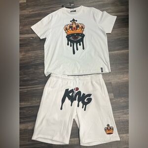 Roku Men’s King White Graphic T-Shirt and Shorts Set
